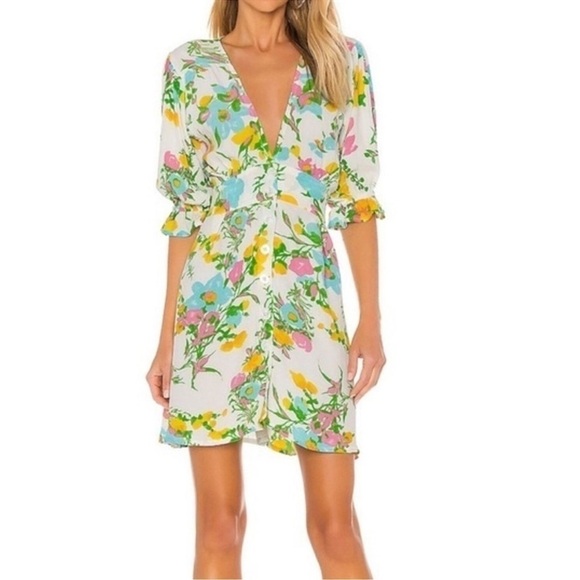 Faithfull the Brand Caliente Floral Print Mini Dress Size 6 - Picture 1 of 15